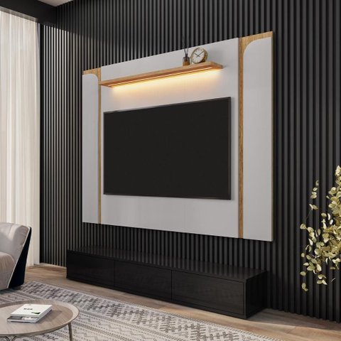 Painel Suspenso Maresias Sala Tv até 75 Polegadas Off White/cinamomo