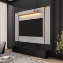 Ver imagem 1 de Painel Suspenso Maresias Sala Tv até 75 Polegadas Off White/cinamomo