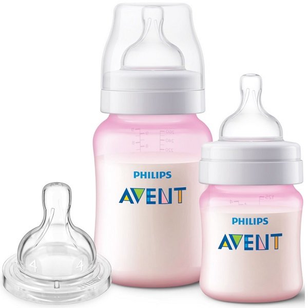 Kit 2 Mamadeiras Classica Rosa 125ml e 260ml + 1 Bico 6m+ Philips Avent Scy119/14 - 1