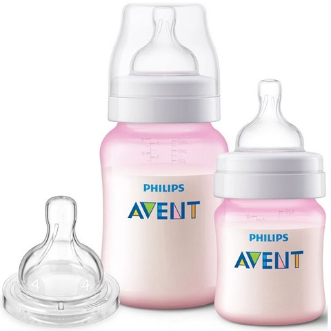 Kit 2 Mamadeiras Classica Rosa 125ml e 260ml + 1 Bico 6m+ Philips Avent Scy119/14