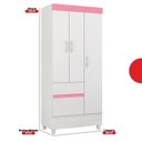 Ver imagem 3 de Guarda-Roupa Infantil 3 Portas Pingo Branco/Rosa