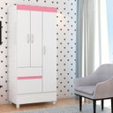 Ver imagem 1 de Guarda-Roupa Infantil 3 Portas Pingo Branco/Rosa