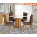 Ver imagem 2 de Conjunto Sala de Jantar Sophia 95x95 Tampo Mdf/vidro 4 Cadeiras Maia Cimol Nature/offwhite/mascavo