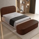 Ver imagem 7 de Cabeceira Cama Box Casal 140cm Lanna com Puff Recamier Doha W01 Couríssimo Marrom - Lyam Decor