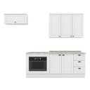 Ver imagem 1 de Cozinha Completa Americana 4 Peças com Balcão Forno de Embutir Branco e Tampo Cooktop - Móveis Henn