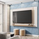 Ver imagem 1 de Painel Tv até 65 Pol Extensível 136-150-180cm Suspenso Visari Off White/freijó C01 - D’Rossi
