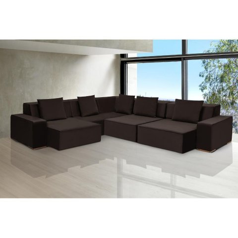 Sofá de Canto Dubai 3,32x3,32m-marrom