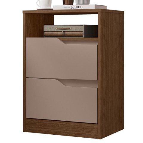 Mesa de Cabeceira Sole 2 Gavetas Flex Capuccino/nogueira - Móveis Albatroz