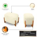 Ver imagem 3 de Puff Oval Pé de Madeira Decorativo para Sala Orgânico Confortável e Reforçado Bouclé Fluffy