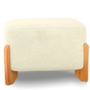 Ver imagem 5 de Puff Oval Pé de Madeira Decorativo para Sala Orgânico Confortável e Reforçado Bouclé Fluffy