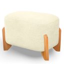 Ver imagem 4 de Puff Oval Pé de Madeira Decorativo para Sala Orgânico Confortável e Reforçado Bouclé Fluffy
