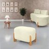 Puff Oval Pé de Madeira Decorativo para Sala Orgânico Confortável e Reforçado Bouclé Fluffy - 2