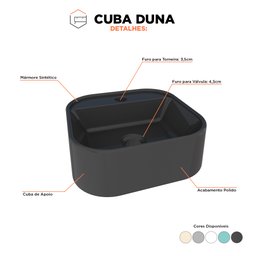 Cuba para Banheiro em Mármore Sintético Duna Preto - Cozimax - 2