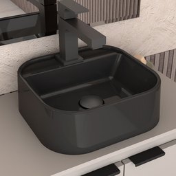 Cuba para Banheiro em Mármore Sintético Duna Preto - Cozimax - 1