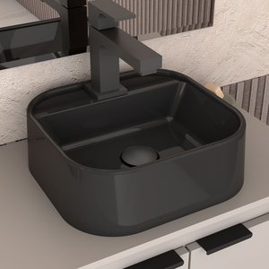 Cuba para Banheiro em Mármore Sintético Duna Preto - Cozimax