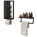Ver imagem 1 de Kit Banheiro Porta Papel Higiênico de Parede Fita Dupla Face 3m e Porta Toalhas de Rosto Suspenso
