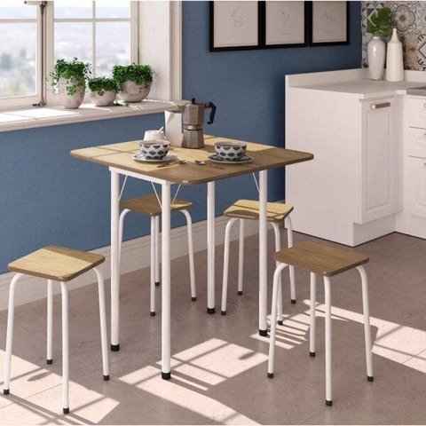 Conjunto Mesa Dobrável 4 Lugares Asti Marrom/Madeirado