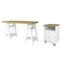 Ver imagem 1 de Mesa Escrivaninha Cavalete 135cm e Gaveteiro 2 Gavetas May A06 Olmo/branco - Mpozenato