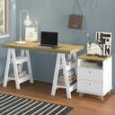 Ver imagem 2 de Mesa Escrivaninha Cavalete 135cm e Gaveteiro 2 Gavetas May A06 Olmo/branco - Mpozenato
