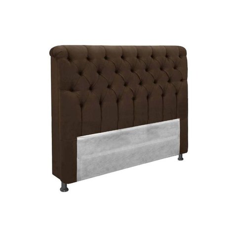 Cabeceira Cama Box Estofada King King Imperatriz Plus Suede Marrom Chocolate - Simbal