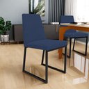 Ver imagem 3 de Kit 06 Cadeira para Sala Jantar Base Aço Industrial Preto Dafne L02 Suede Azul Marinho - lyam