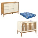 Ver imagem 1 de Berço Americano e Cômoda Sapateira Unique Off White Freijó Eco Wood com Colchão Ortobom - Matic