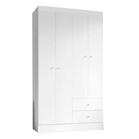 Guarda Roupa Solteiro Versa 4 Portas Branco Rosa Flex Fosco - Kits Paraná