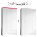 Ver imagem 3 de Guarda Roupa Solteiro Versa 4 Portas Branco Rosa Flex Fosco - Kits Paraná