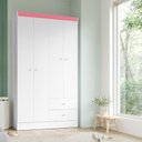 Ver imagem 5 de Guarda Roupa Solteiro Versa 4 Portas Branco Rosa Flex Fosco - Kits Paraná