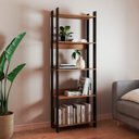 Ver imagem 1 de Estante de Livros Industrial 63CMX178CM 5 Prateleiras Marrom/Lamina Mel/Preto