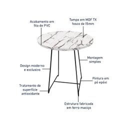 Mesa de Canto Lateral Amsterdã Alta Redonda - Preto e Vulcano - 5