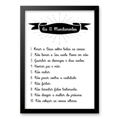 Quadro Decorativo Os 10 Mandamentos 45x34cm:moldura Branca