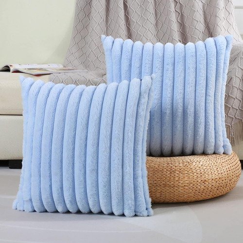 Capa P/ Almofada Pelucia Wave Soft 40 X 40 Cm - Baby Blue