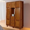 Ver imagem 1 de Guarda-roupa Solteiro Belém Madeira Maciça 7 Portas 3 Gavetas 4 Prateleiras com Espelho Ypê - Pnr Mó