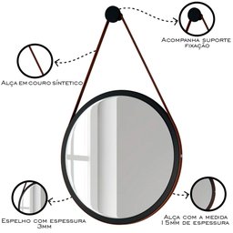 Balcão Buffet Sinfonia 4 Portas Com Espelho Redondo H01 Preto/Nature - Mpozenato - 7