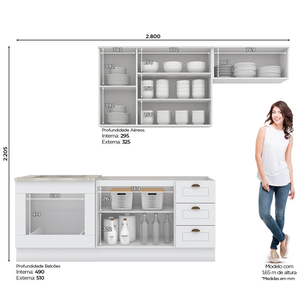 Cozinha Compacta Com Balcão Forno De Embutir Amy Casa 812 - 2