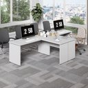 Ver imagem 4 de Mesa L Escritório 2 Lugares 3,00m x 1,50m Pés Painel F5 Cor:cinza
