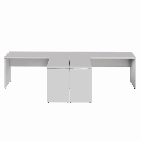 Mesa L Escritório 2 Lugares 3,00m x 1,50m Pés Painel F5  Cor:cinza