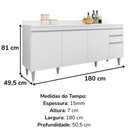 Ver imagem 3 de Balcao com Tampo 4 Portas 2 Gavetas Bp 180 Cm Agatha Eratto Moveis - Branco