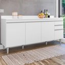 Ver imagem 2 de Balcao com Tampo 4 Portas 2 Gavetas Bp 180 Cm Agatha Eratto Moveis - Branco