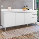 Ver imagem 6 de Balcao com Tampo 4 Portas 2 Gavetas Bp 180 Cm Agatha Eratto Moveis - Branco