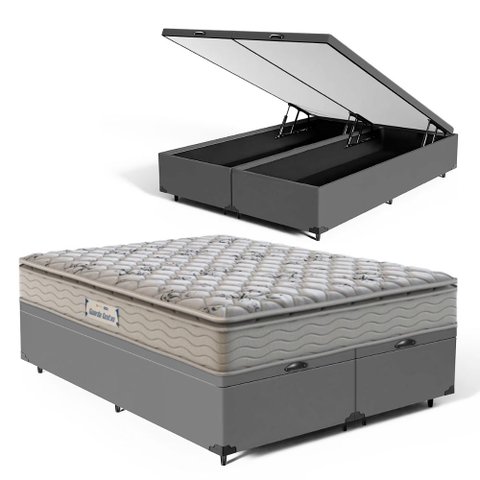 Cama Box Baú com Colchão de Espuma D33 Probel Guarda-costas Proevidence Plus Super King 193cm