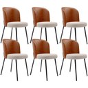 Ver imagem 1 de Kit 6 Cadeiras Sala de Jantar Estofada Gavi L02 Couríssimo Camel Bouclê Creme - Lyam Decor