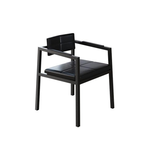 Poltrona Noah Fixa C/4 Pés 78 X 60,5 X 60,5 Cm. Courino Preto Courino Preto