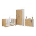 Ver imagem 2 de Quarto de Bebê Completo com Berço Americano 3 em 1 Sonho Multimóveis Mp4623 Branco/madeirado