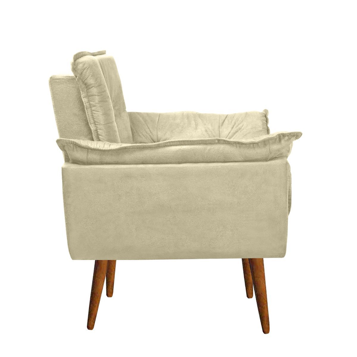 Poltrona decorativa opala confortável para sala quarto recepção suede luxo arapongas decor Bege - 3