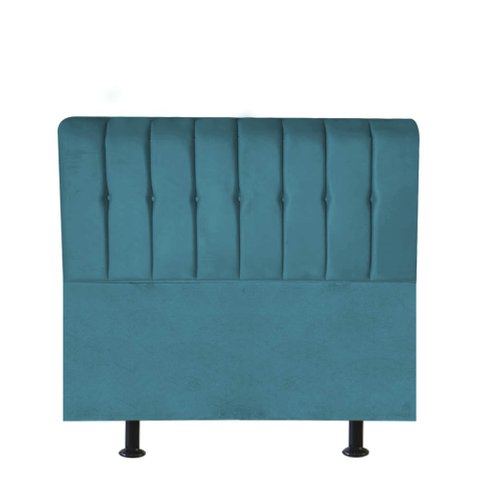 Cabeceira Estofada Kiara 90cm Solteiro para Cama Box Quarto Suede Azul Turquesa - Ahazzo Móveis
