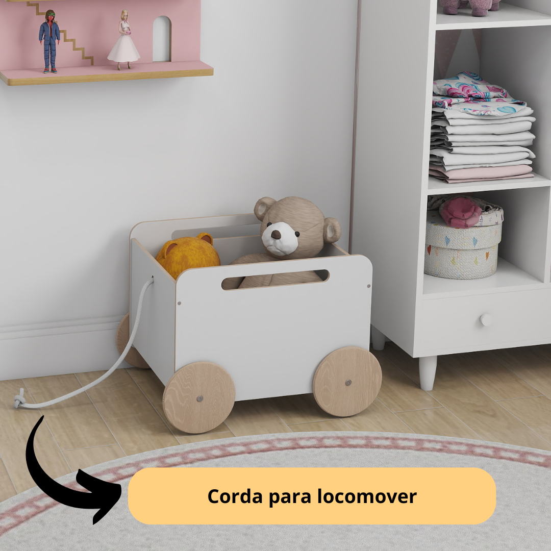 Baú Infantil Organizador de Brinquedos com Rodinhas - Midi - 4