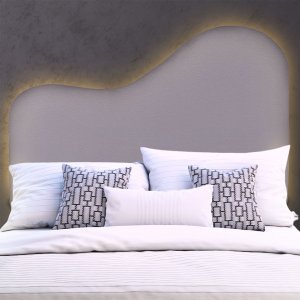 Cabeceira Led Orgânica 140cm Casal Painél para Cama Box Bouclé Serena