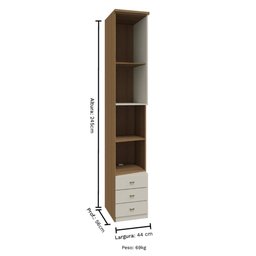 Modulado Lateral 01 Porta com 245cm de Altura 03 Gaveta Setiba -carvalho/offwhite - 3
